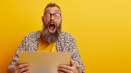 Amazed Man with a Laptop