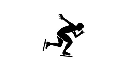 Ice Skating, black isolated silhouette