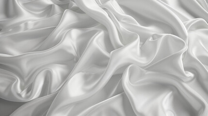 Obraz premium Gros plan sur les plis d'un tissu satiné blanc de type taffetas, soie ou satin