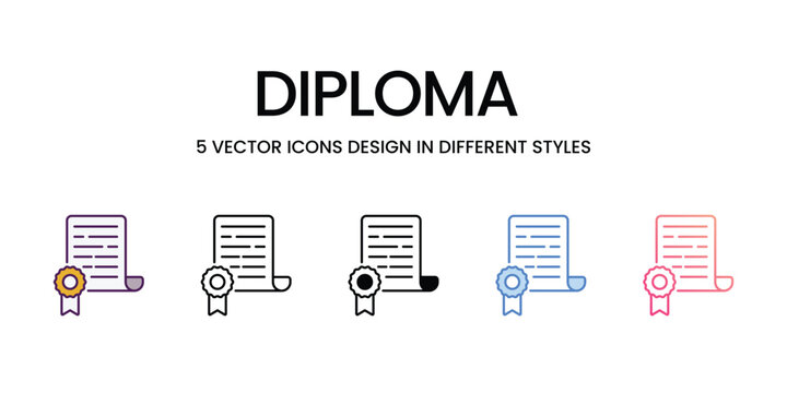 Diploma  Icons different style vector stock illustration