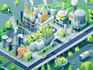 A dramatic view of an Environmental Health and Safety Specialist overseeing a seamless integration of safety measures in an Industry 5.0 smart factory. 3D, Printing, Illustrat, AI.