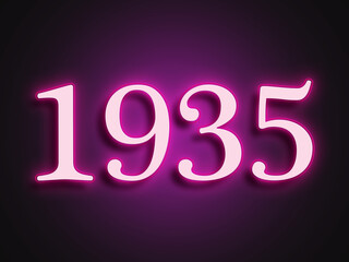 Pink glowing Neon light text effect of number 1935.