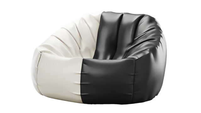 black and white plain beanbag bean bag seat chair isolated on transparent background