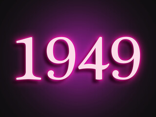 Pink glowing Neon light text effect of number 1949.
