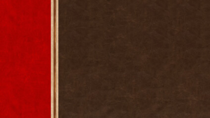 Horizontal or vertical leather background of brown and red colors and decorative strips of leather trim. Decorative backdrop with cowhide texture. Copy space for text