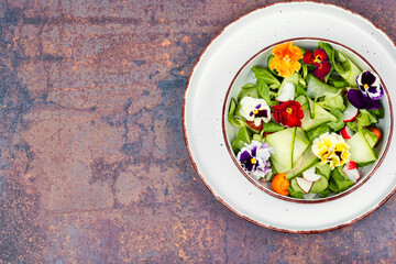 Vitamin vegetable salad with flowers.