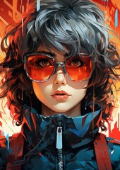 A picture depicts a young girl dressed in a jacket and sunglasses, exuding a cool vibe. Keywords include vision care, eyebrow, mouth, jaw, and eyewear
