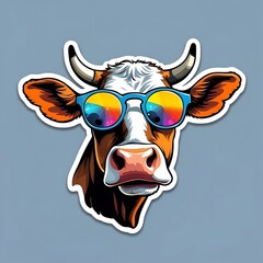a colorfull cow face illustrations