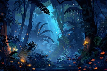 Obraz premium fairy painting jungle background scene