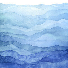 Fototapeta premium Summer fun abstract gentle ocean waves with watercolor texture. Blue, navy , white vibrant wavy graphic illustrations for copy space. Touched up by hand by Vita