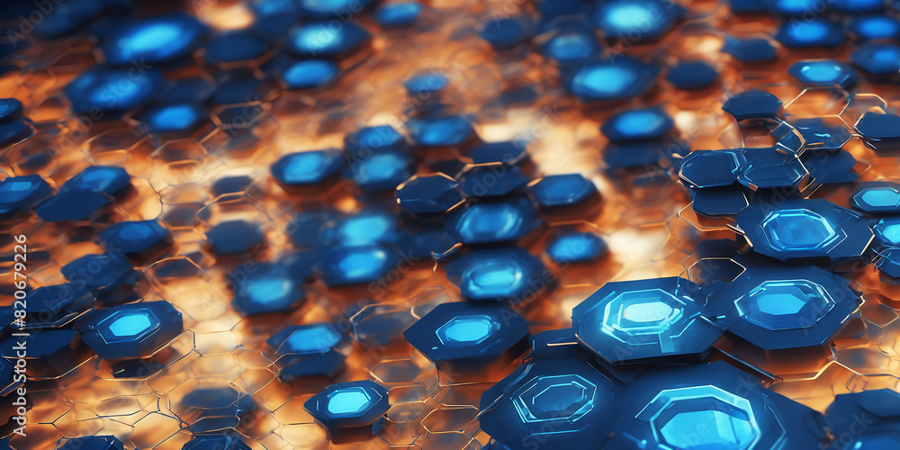 Poster Tech futuristic hexagons abstract background