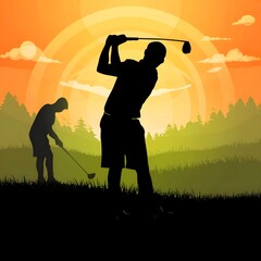 Golf ball silhouette vector background 