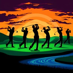 Golf ball silhouette vector background 