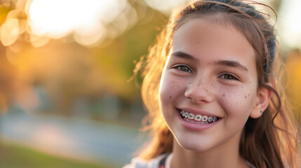 A young person with braces does not want to smile in photos because he or she is afraid that his or her metallic smile will attract unwanted attention and be mocked by peers.