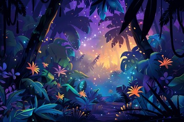 Obraz premium fairy painting jungle background scene