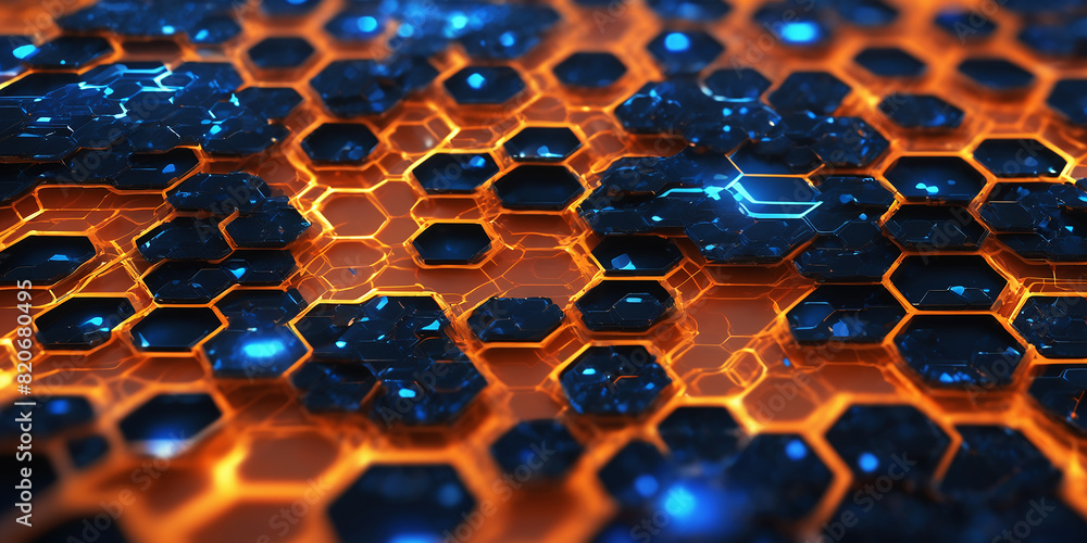 Aufkleber tech futuristic hexagons abstract background