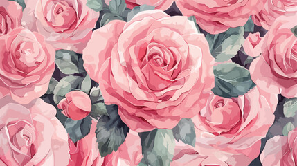 Watercolor pink rose flower pattern for background fa