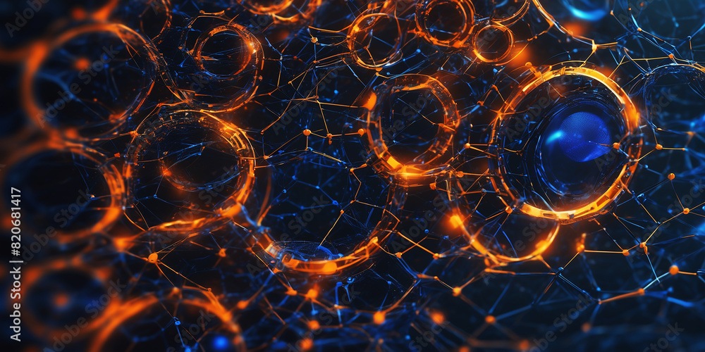 Aufkleber Tech network connections and ai net futuristic concept background