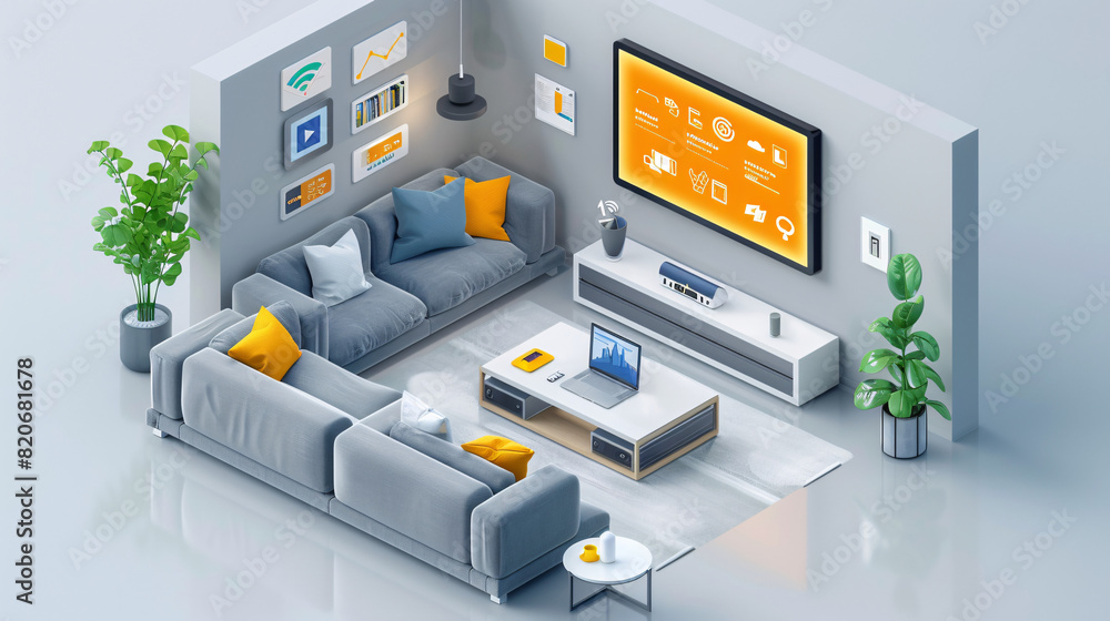 Poster a futuristic smart home entryway with ai-augmented reality interfaces for security and home manageme
