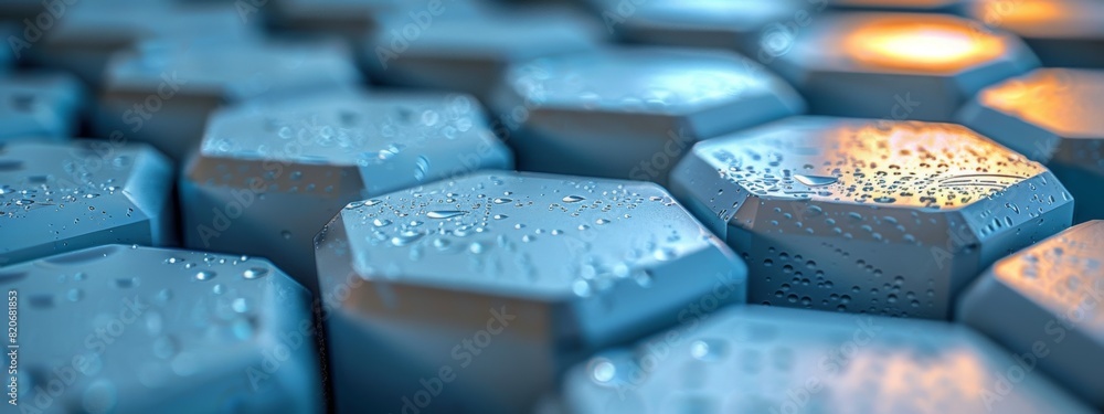 Poster abstract background created by white hexagons lined up neatly to form a beautiful pattern.