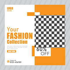 Black and yellow background color with fashion social media post design. Suitable for fashion social media post