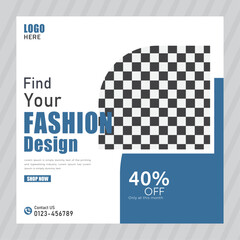 Creative futuristic fashion marketing social media post.  Editable square banner fashion social media banner for shopping