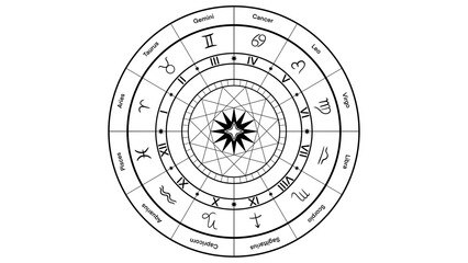 Astrology horoscope circle, Zodiac constellations and signs, A set of zodiac constellation in starry sky, horoscope and astrology, Astrological celestial map with symbols and signs of zodiac