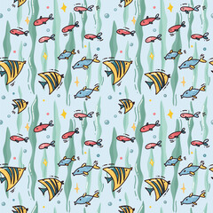 bright seamless pattern with fish