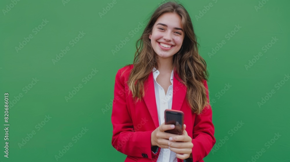 Sticker Smiling Woman with Red Blazer