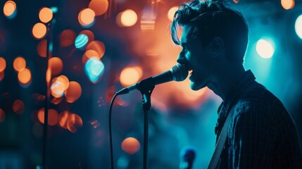 A Vocalist Performing Live on Stage.