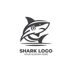 Simple Monogram Logo Design of Shark