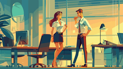 Boss harassing his secretary in office Vector illustration