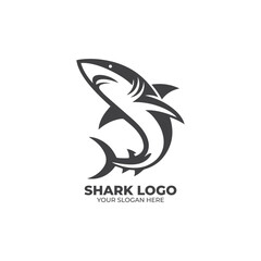 Simple Monogram Logo Design of Shark