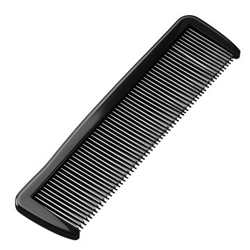 recommend clip art: Black plastic comb isolated on a transparent background, perfect for hair styling and grooming purposes.