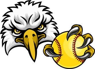 An eagle animal softball sports team cartoon mascot