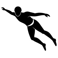 A Swimmer swimming pose vector silhouette white background