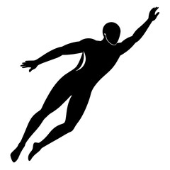 A Swimmer swimming pose vector silhouette white background