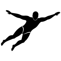 A Swimmer swimming pose vector silhouette white background