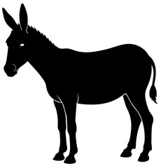donkey Standing pose vector silhouette black color illustration