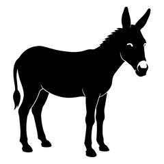 donkey Standing pose vector silhouette black color illustration