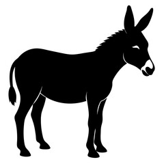 donkey Standing pose vector silhouette black color illustration