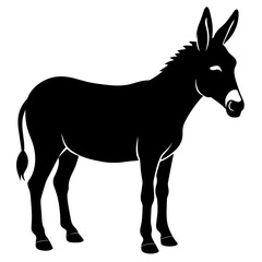 donkey Standing pose vector silhouette black color illustration