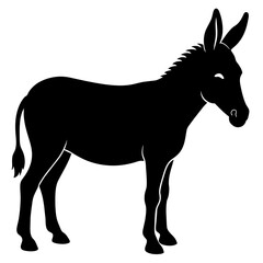 donkey Standing pose vector silhouette black color illustration