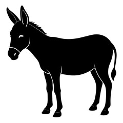 donkey Standing pose vector silhouette black color illustration