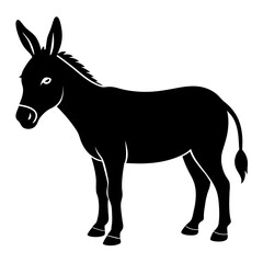 donkey Standing pose vector silhouette black color illustration