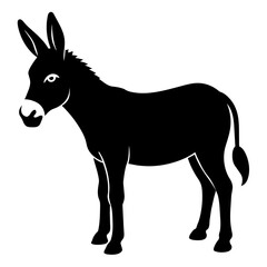 donkey Standing pose vector silhouette black color illustration