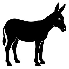 donkey Standing pose vector silhouette black color illustration