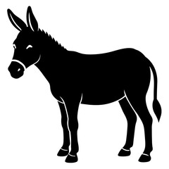 donkey Standing pose vector silhouette black color illustration