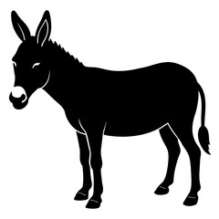donkey Standing pose vector silhouette black color illustration