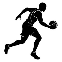 Basketball player vector silhouette black color illustration